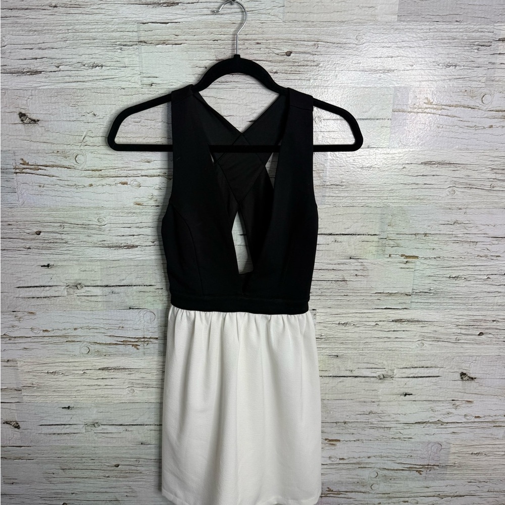 Sparkle & Fade Black and White Mini Dress urban outfitters size small